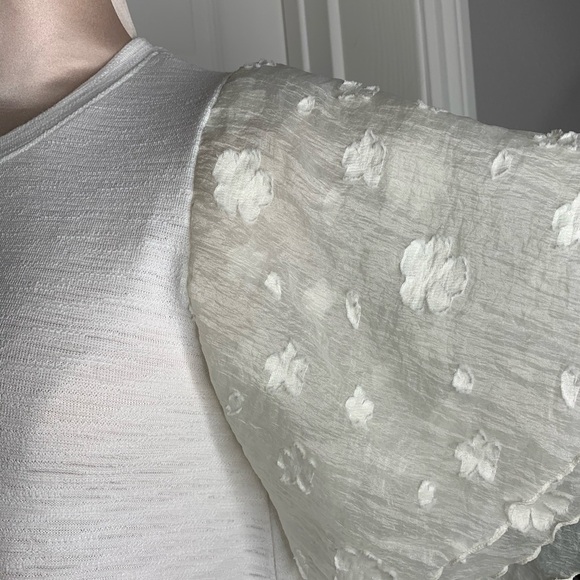 Anthropologie Eri+Ali Floral Sleeves White Sz S - Picture 5 of 9